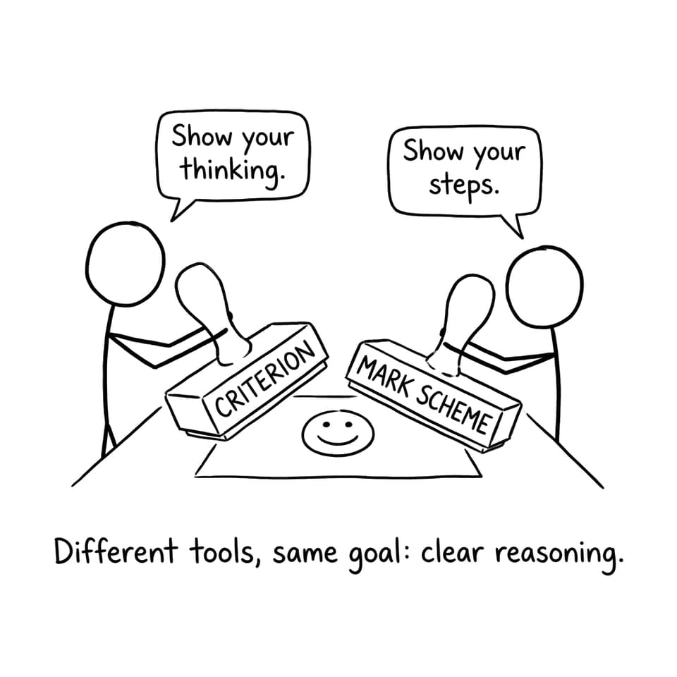 A joke about rubrics vs mark schemes