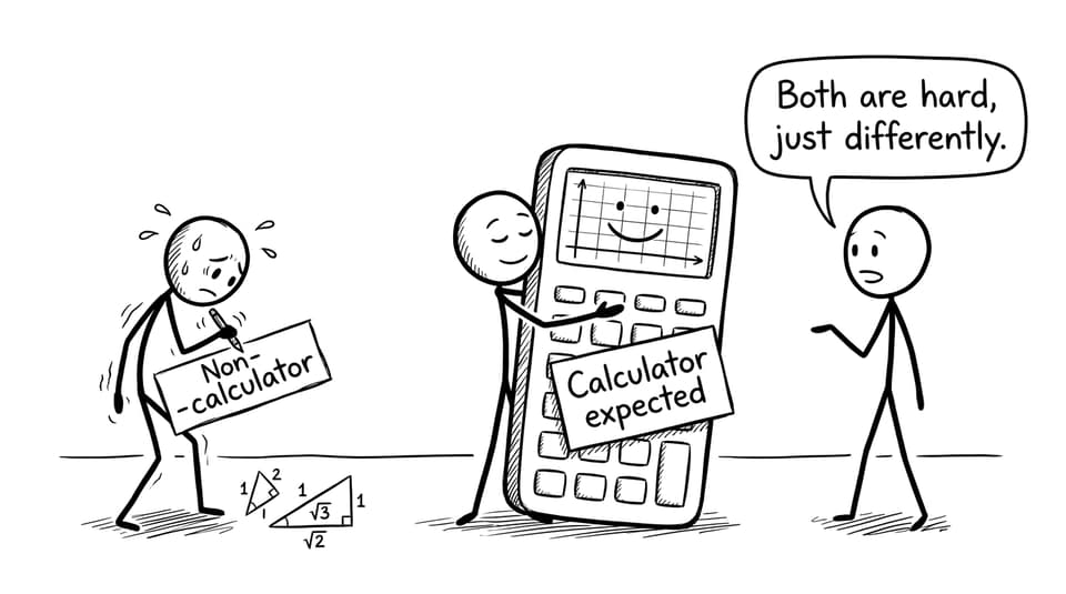 Exam day: non-calculator vs calculator expected