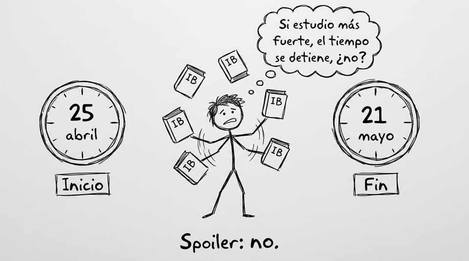 Estudiante intentando detener el tiempo en IB