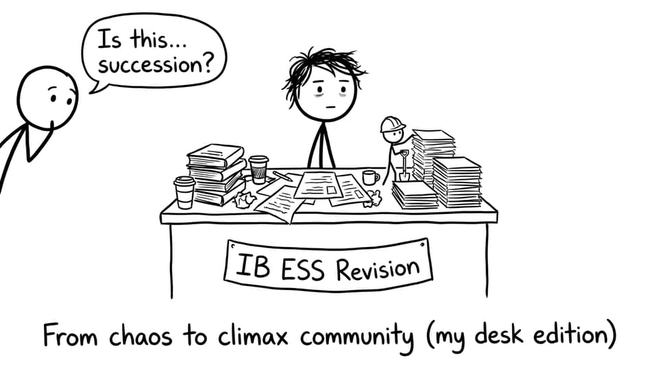 A messy desk turns into an ecosystem joke