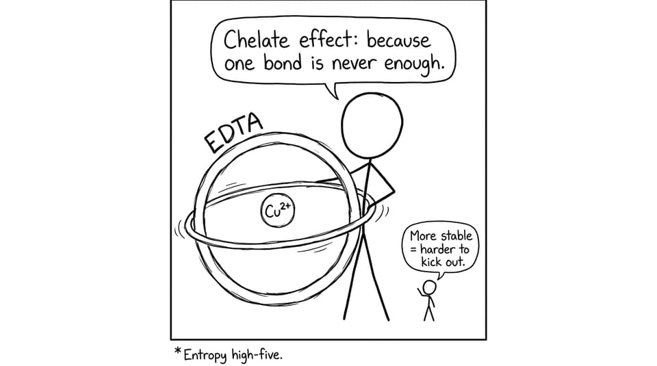 Chelate effect as a ridiculous hula hoop