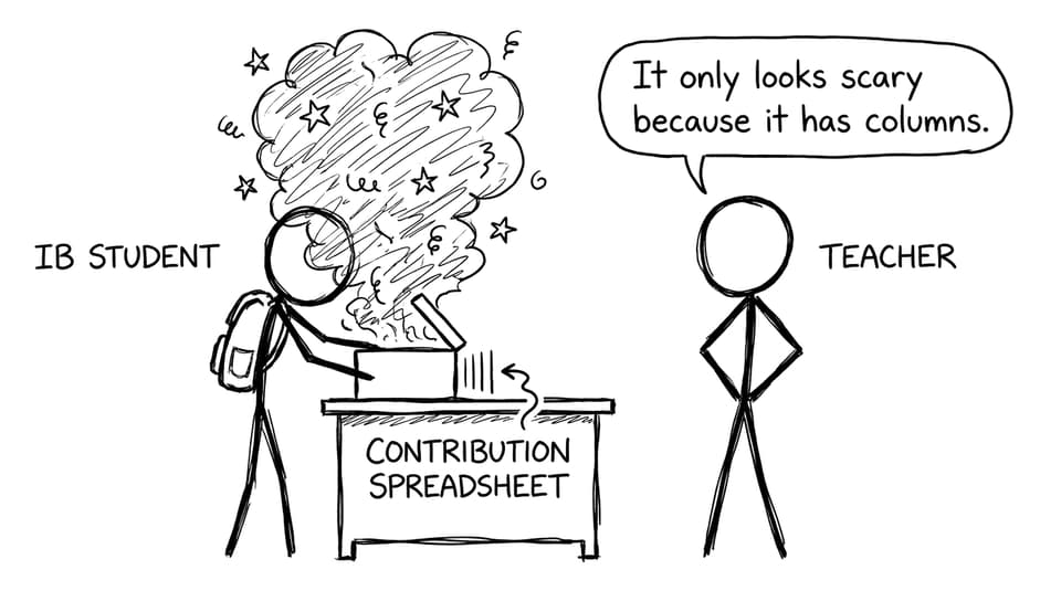An IB student discovers contribution is just a spreadsheet, not a monster