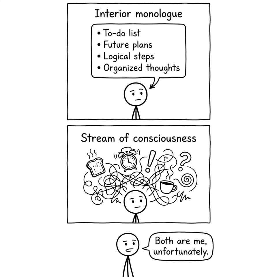 Interior monologue vs stream comic