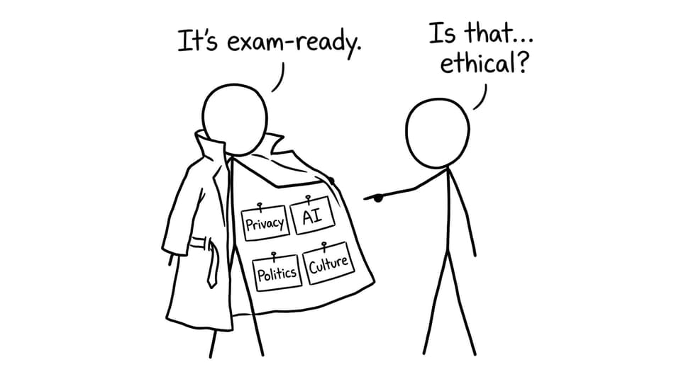 A comic about “exam-ready” organized case study cards