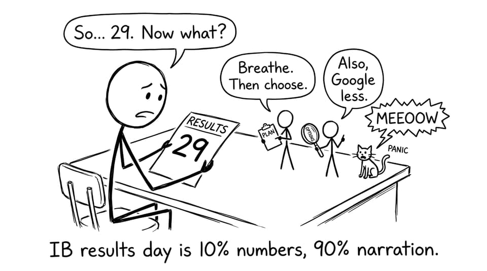 IB results day narration comic