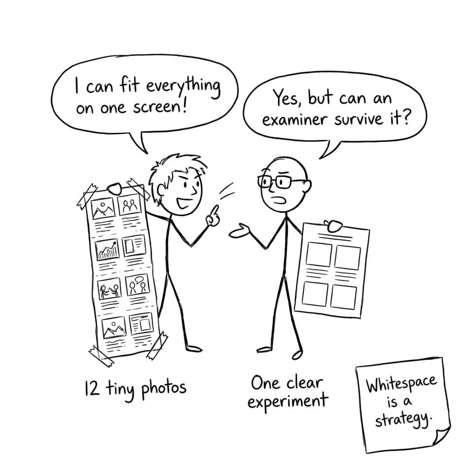 Two students debating cramped vs clear screens