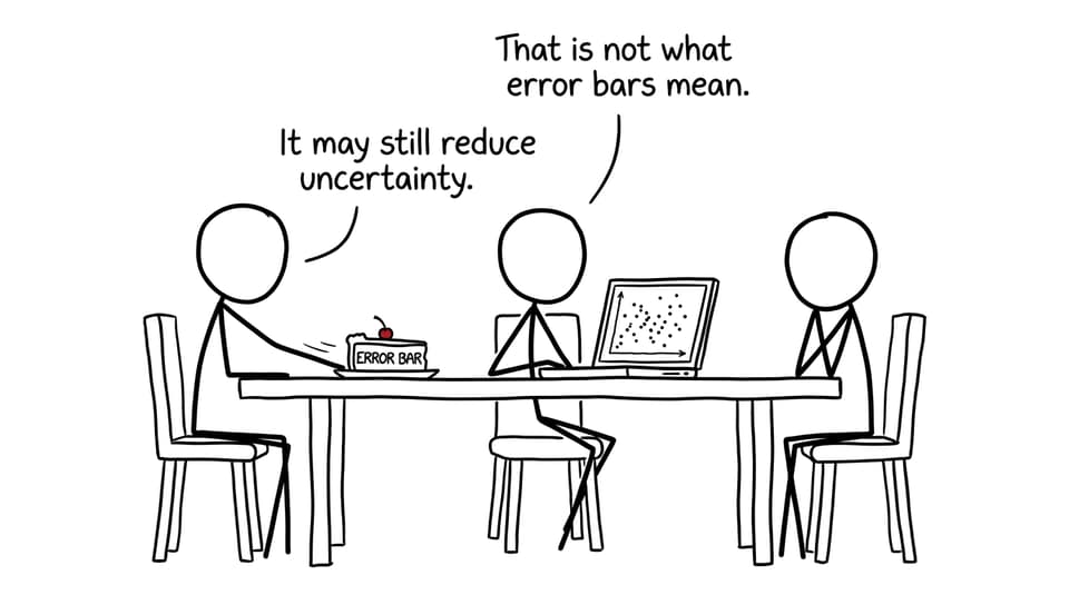 A parent offers an edible error bar during a tense discussion about scattered data