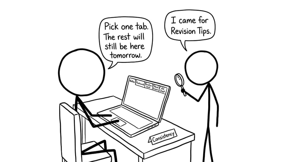 A funny comic about too many study tabs and choosing one