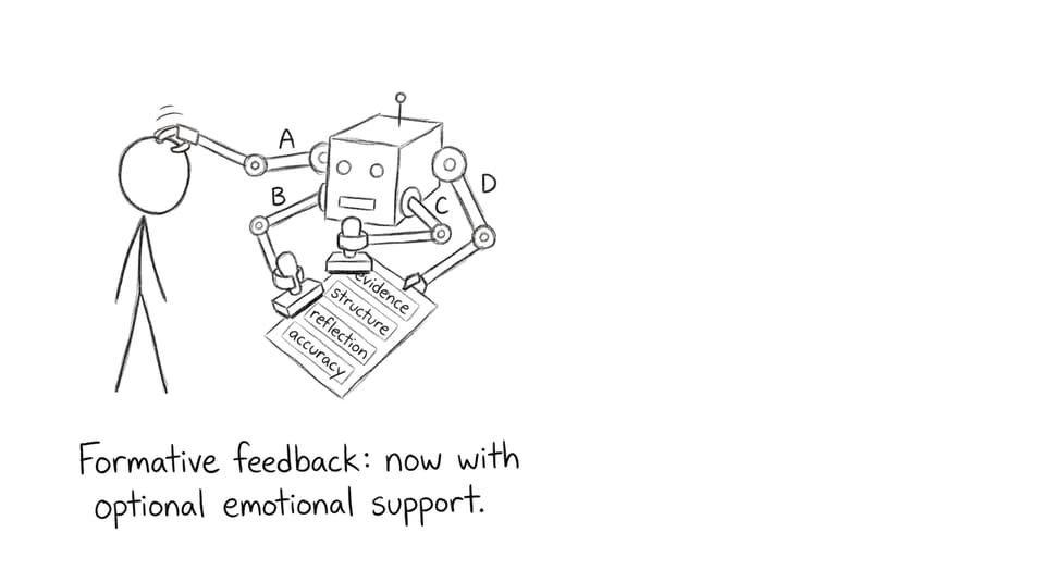 Rubric robot giving supportive feedback