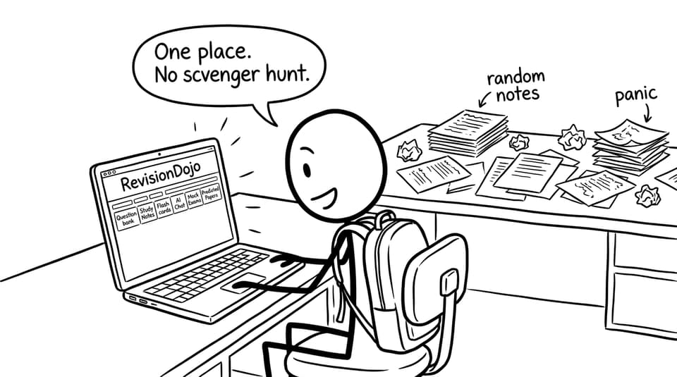 A student choosing RevisionDojo instead of resource hunting