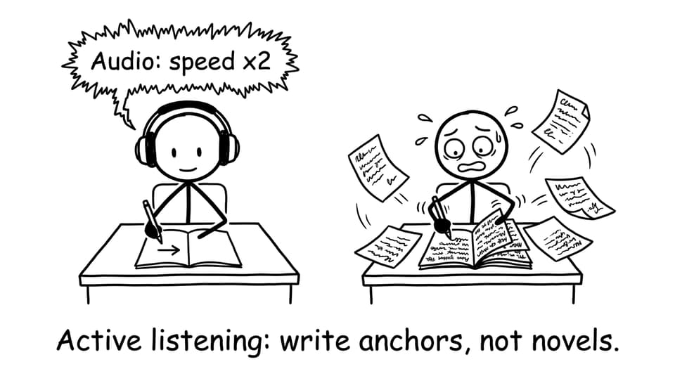 Active listening anchors, not novels