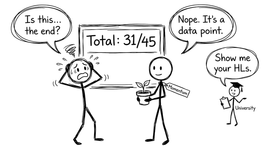 Stick-figure comic about IB 31 being a data point