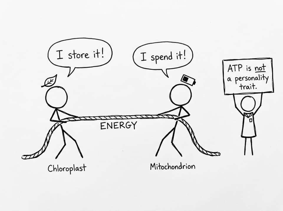 Chloroplast vs mitochondrion tug-of-war