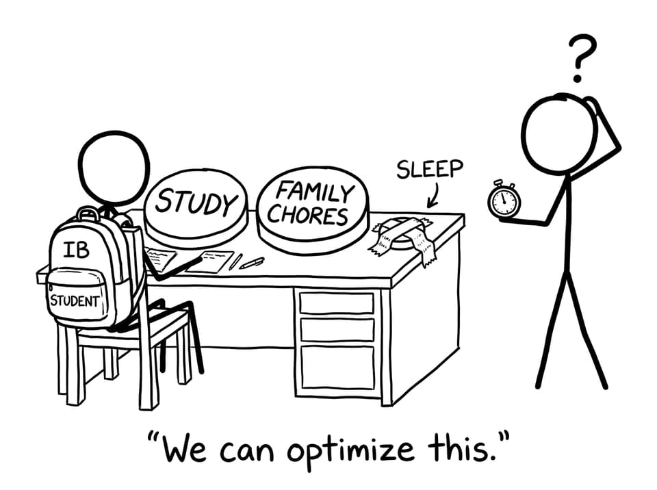 IB student choosing between study and chores