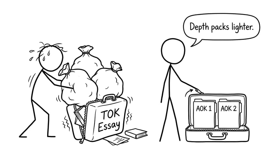 Two AOKs pack neatly while three overflow a TOK suitcase