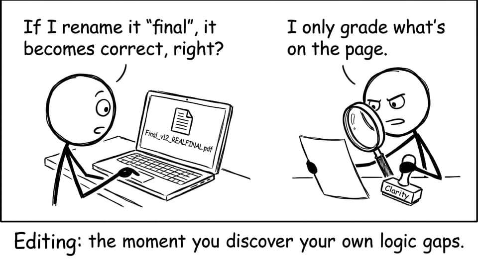 Student vs examiner editing comic