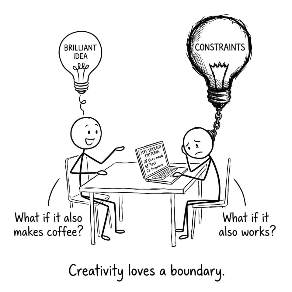 Two students debating ideas vs constraints