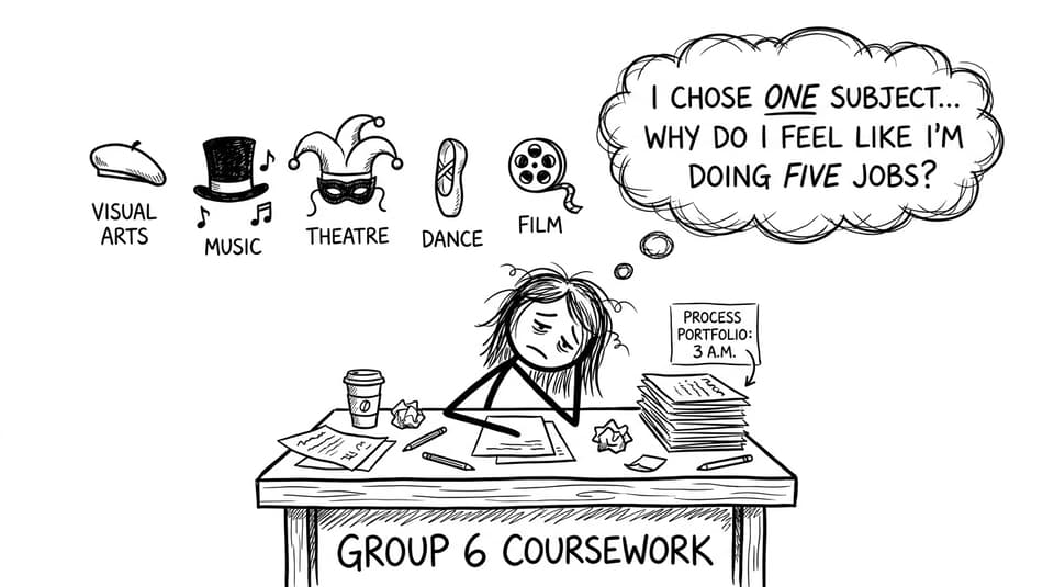 Stick-figure student juggling Group 6 roles