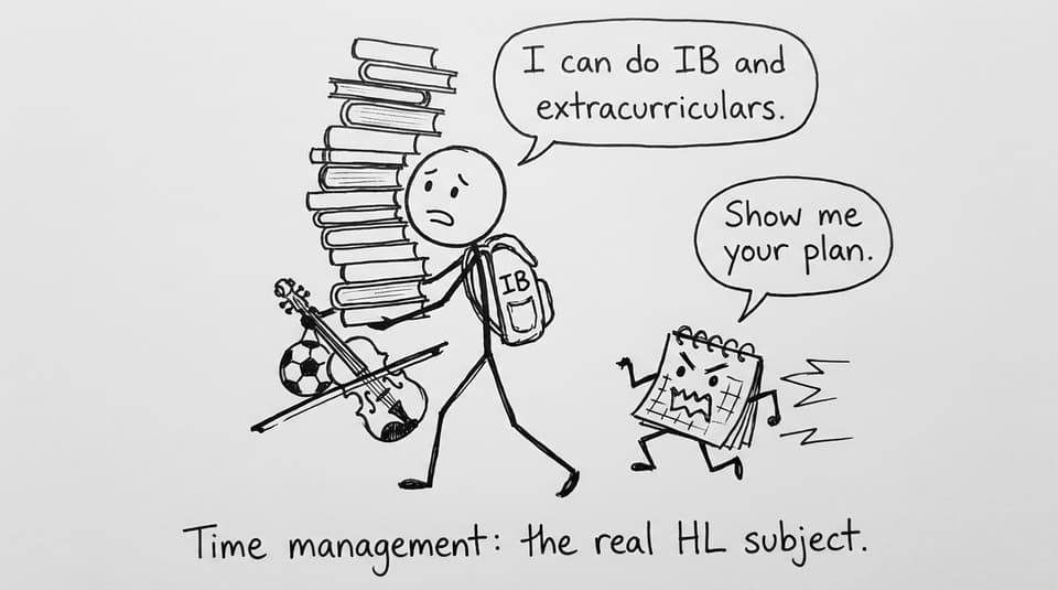 A student chased by a calendar monster