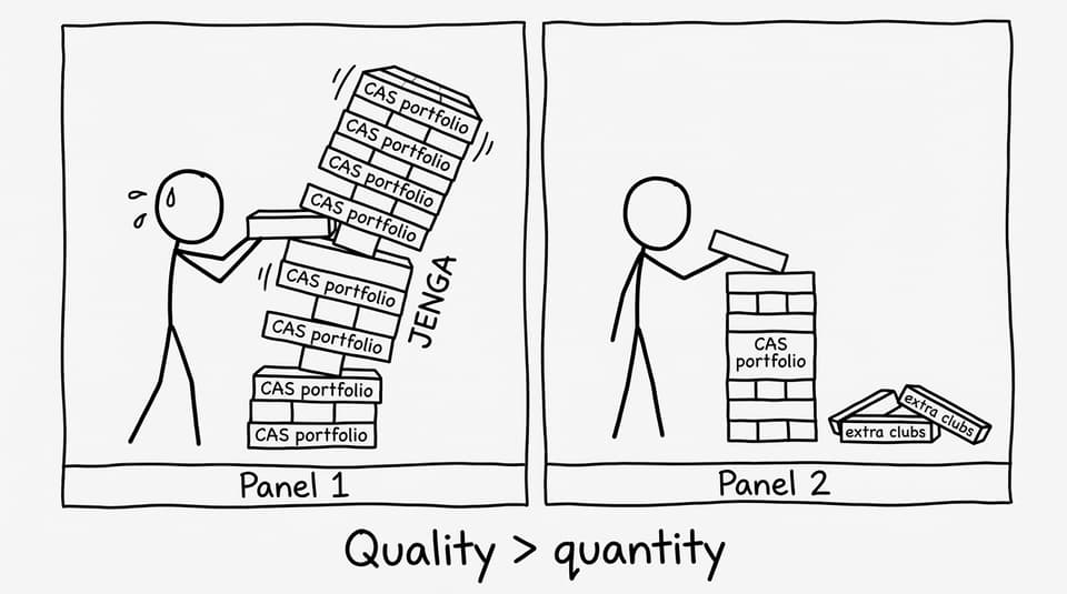 Two-panel comic about quality over quantity
