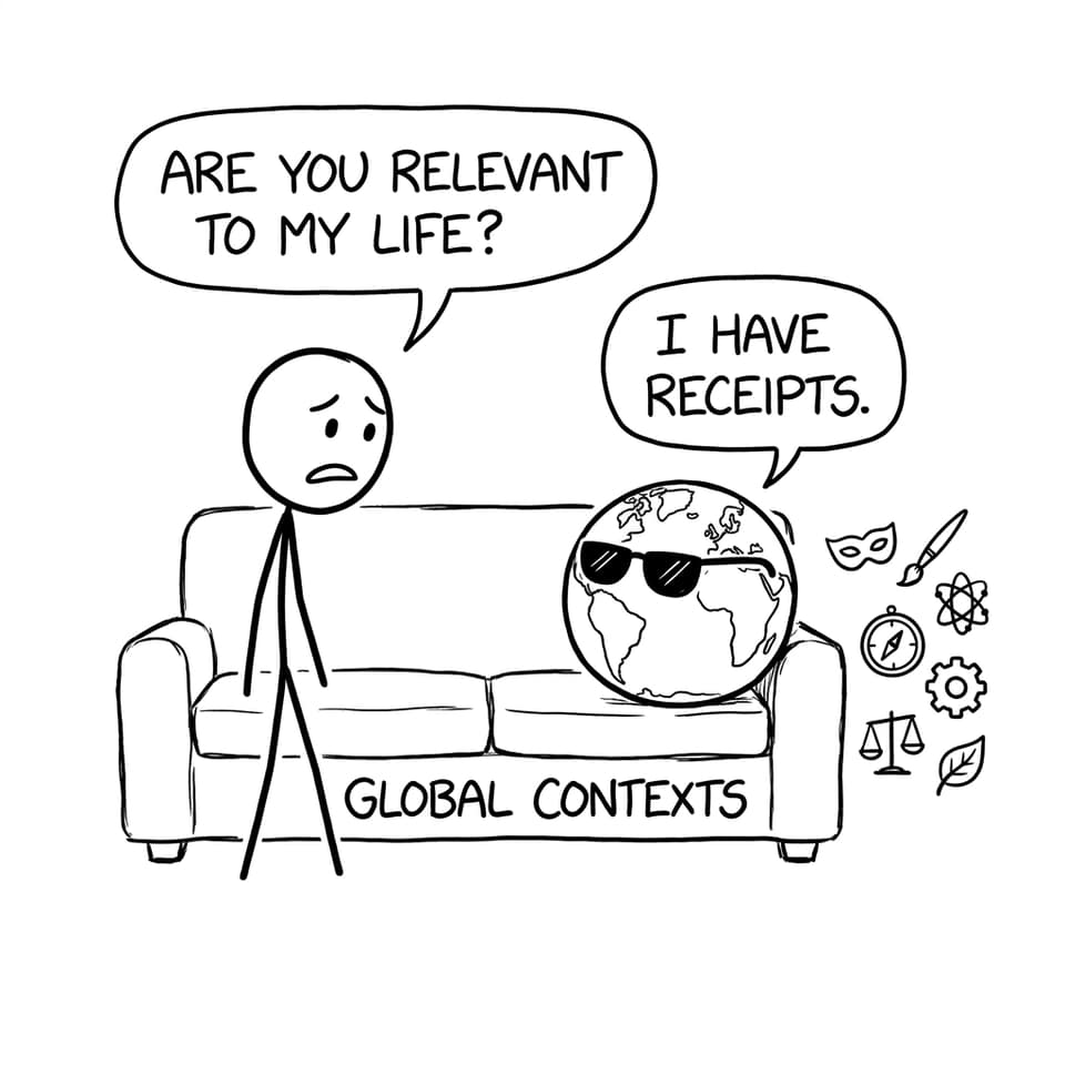 A globe on a couch insisting it's relevant