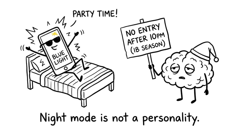 A phone tries to party in bed while the brain says no