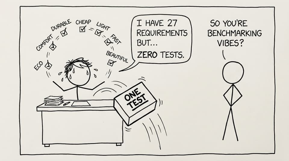 Comic about too many requirements and zero tests