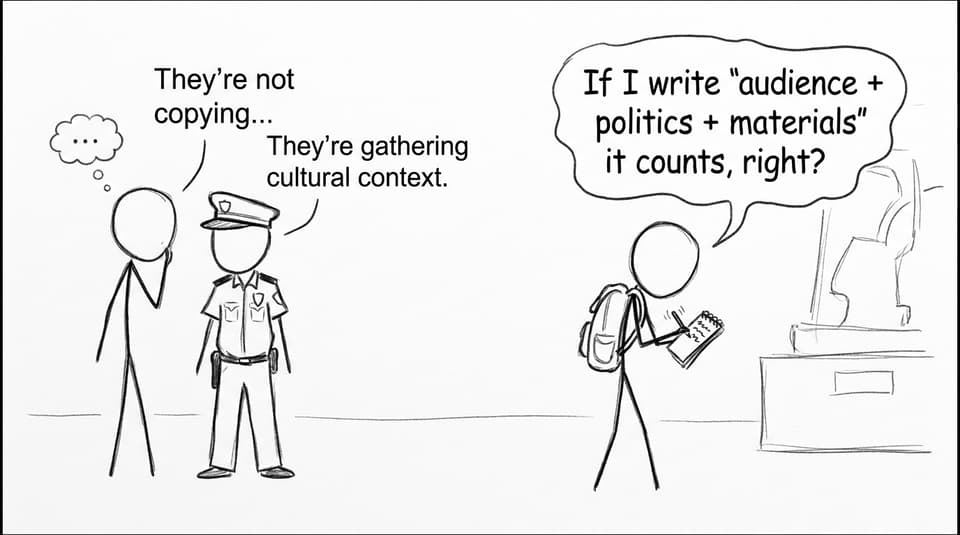Museum guards cultural context comic