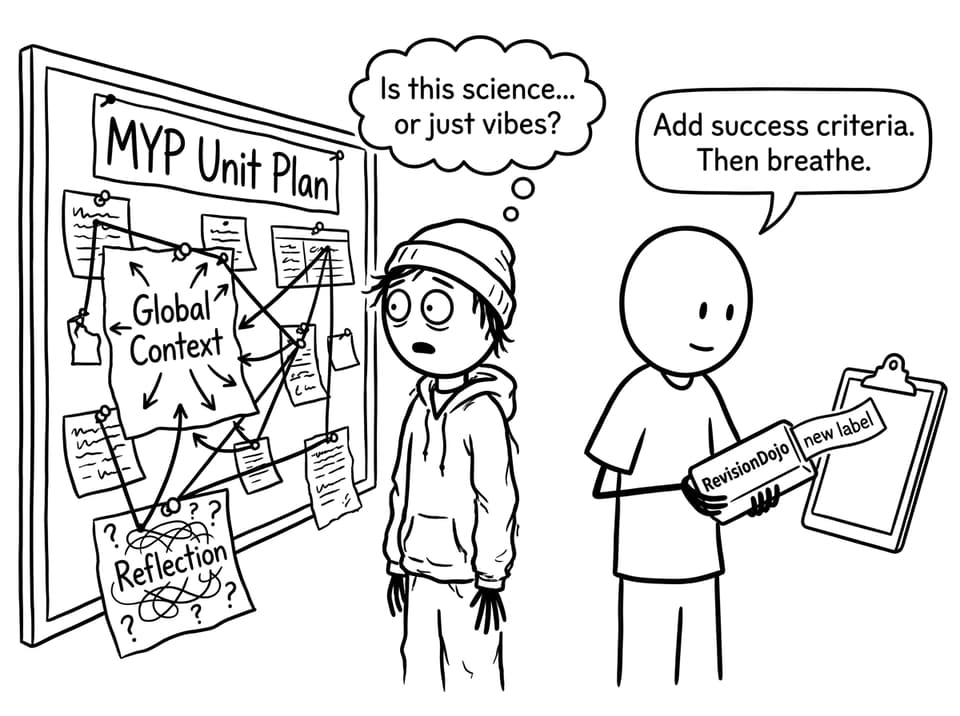 A messy MYP unit plan conspiracy wall