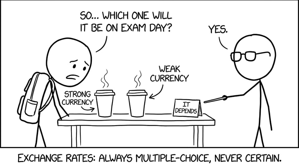 Exchange rates: always multiple-choice, never certain.