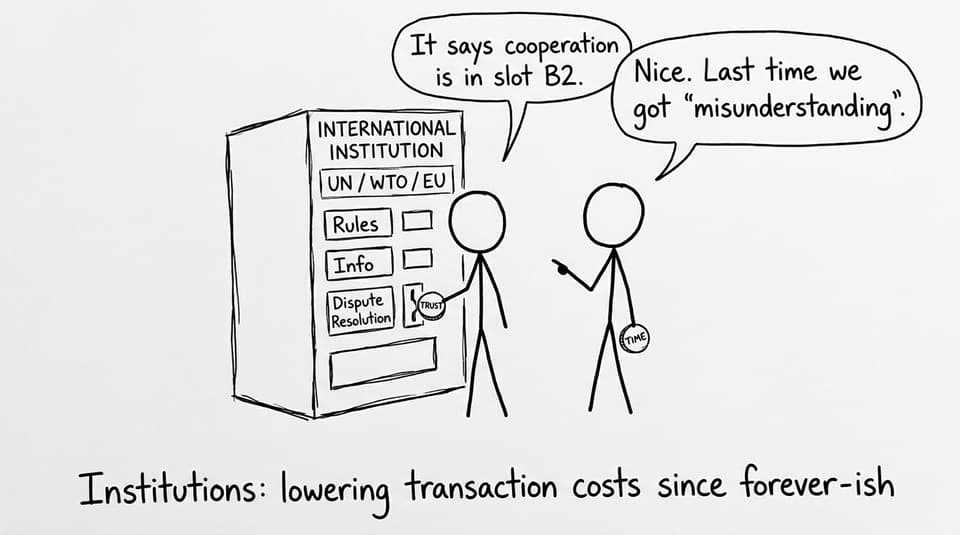 International institutions as a vending machine gag