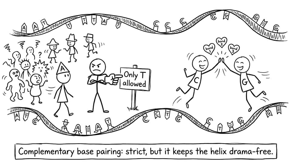 Complementary base pairing dance joke