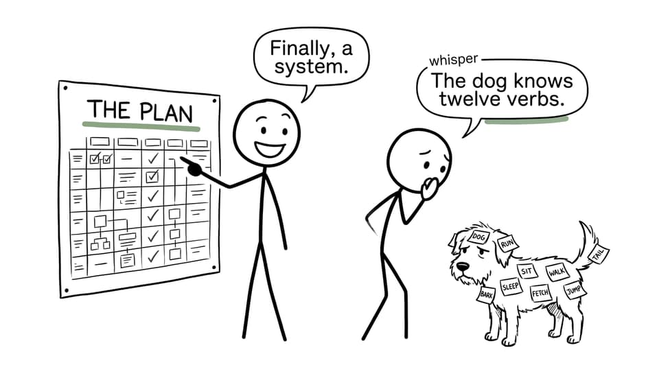 A carefully planned timetable competes with vocabulary on the family dog