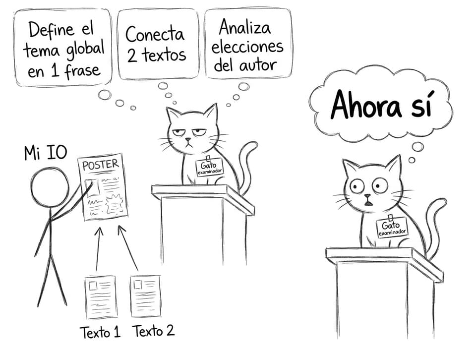 Comic: IO con gato examinador