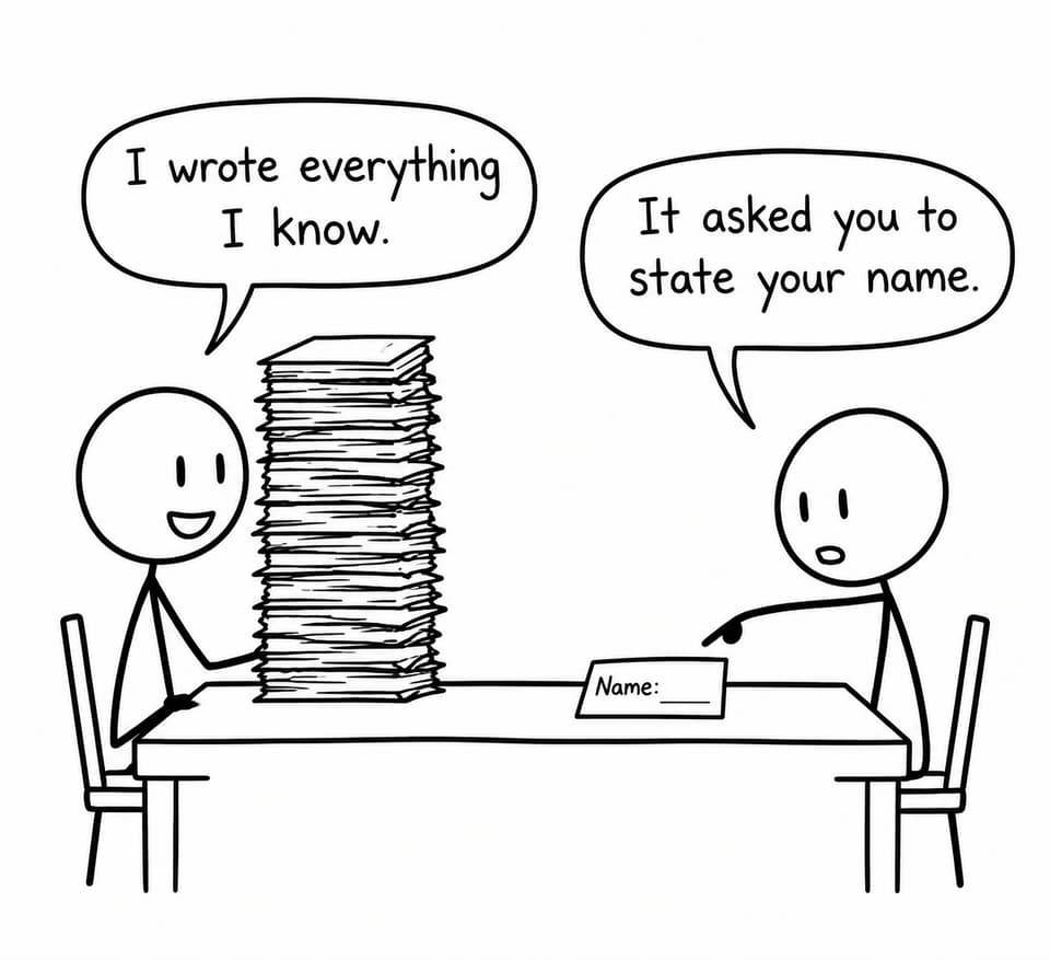Two students discover that writing everything is not the same as following the command term
