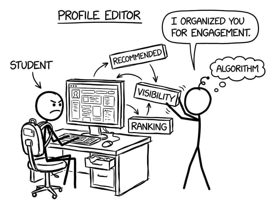 Algorithm reorganizes a profile for engagement