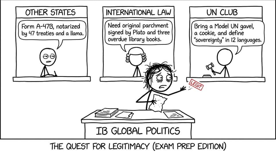 An IB student trying to get a LEGIT stamp from three windows