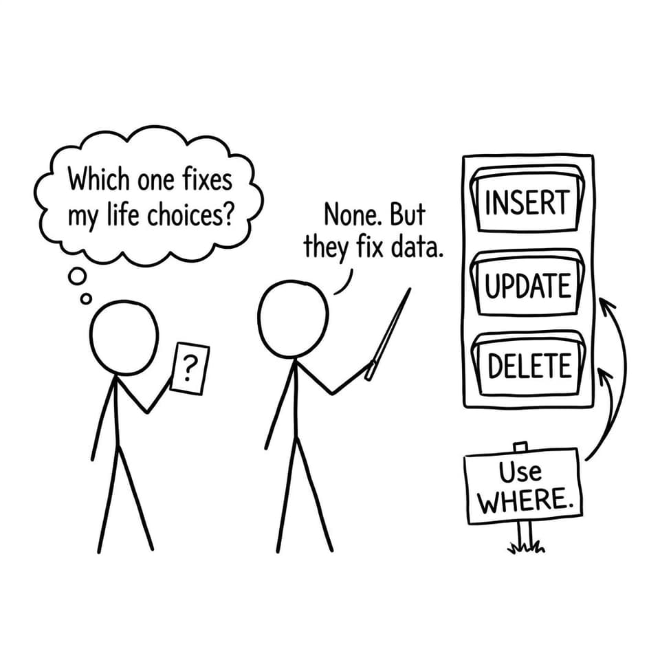INSERT UPDATE DELETE traffic lights comic