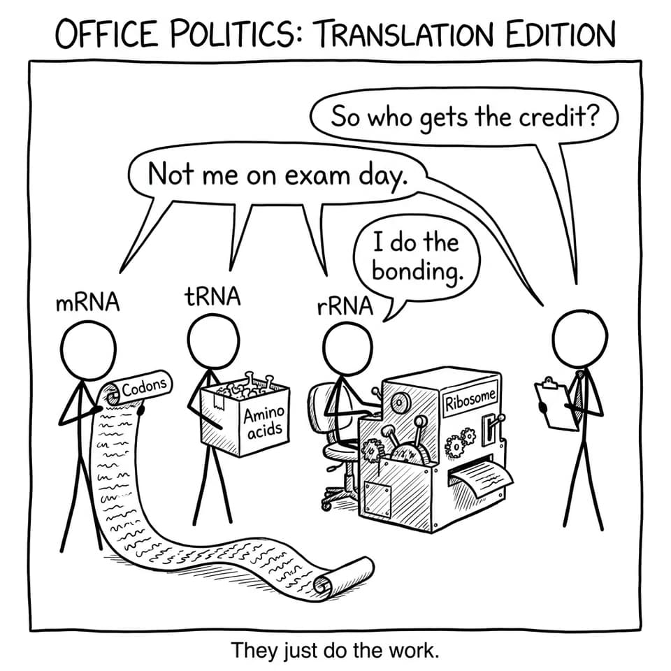 Office teamwork mRNA tRNA rRNA comic