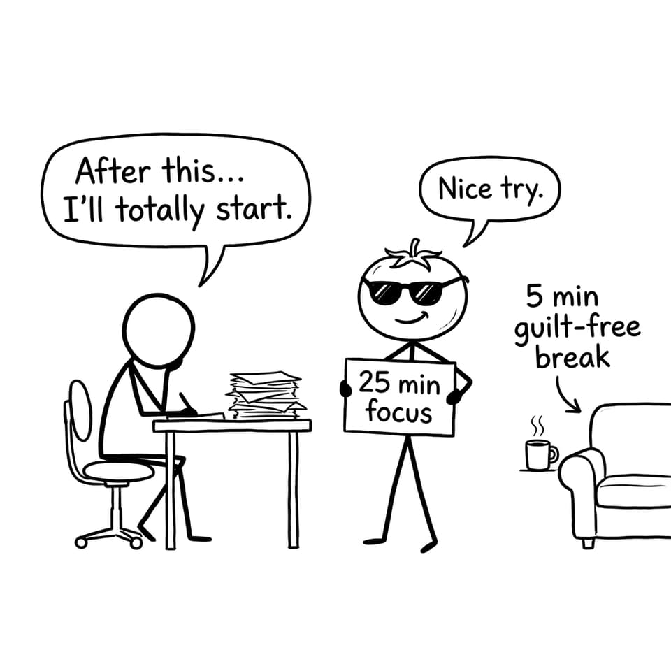 Pomodoro timer negotiation comic