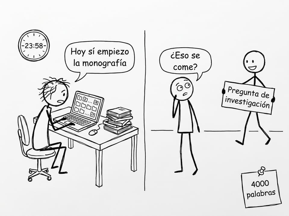 Estudiante a las 23:58 “Hoy sí empiezo la monografía”