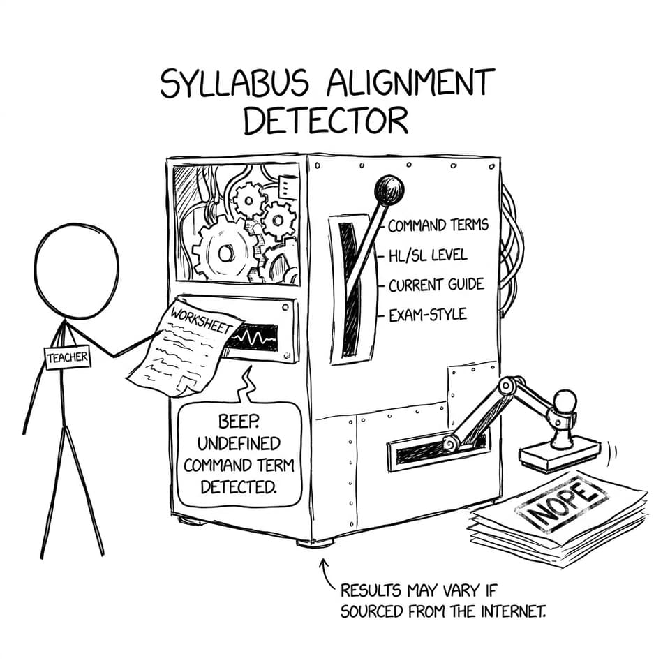 A comical “Syllabus Alignment Detector” machine