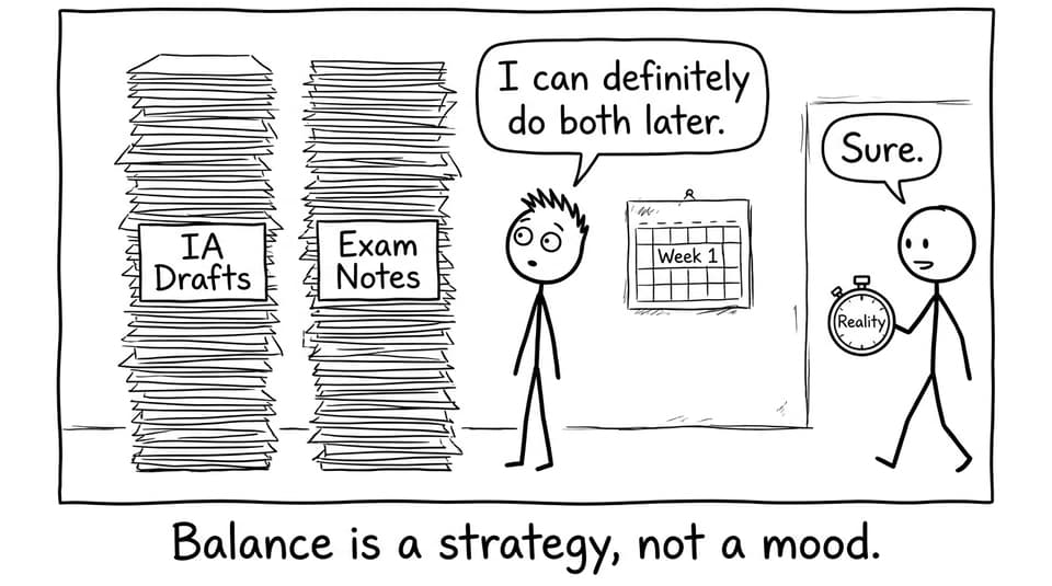 A student tries to do IA and exams later