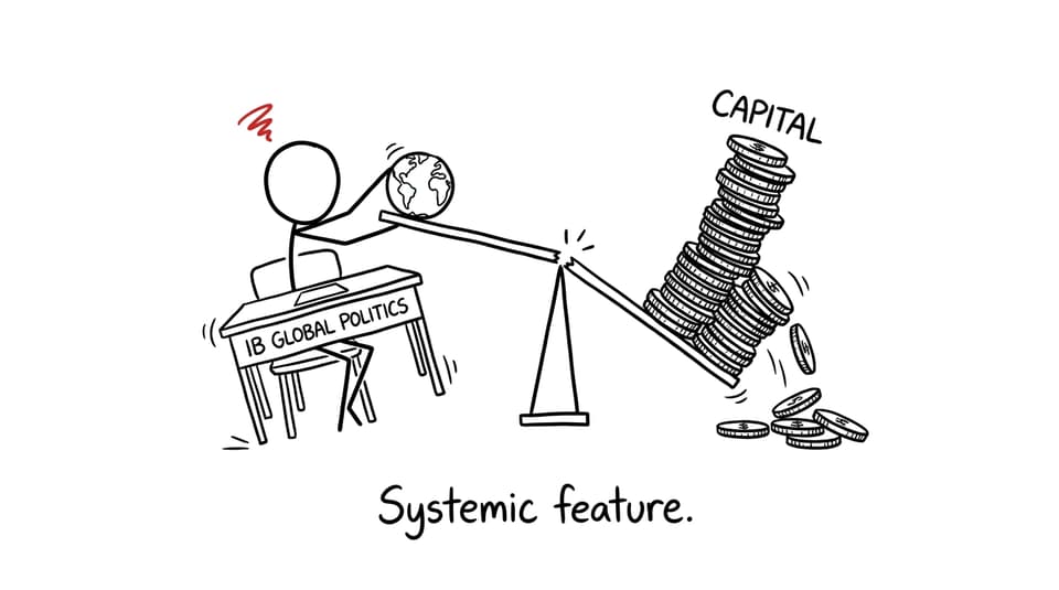 A stressed IB student balancing a globe and a capital coin stack