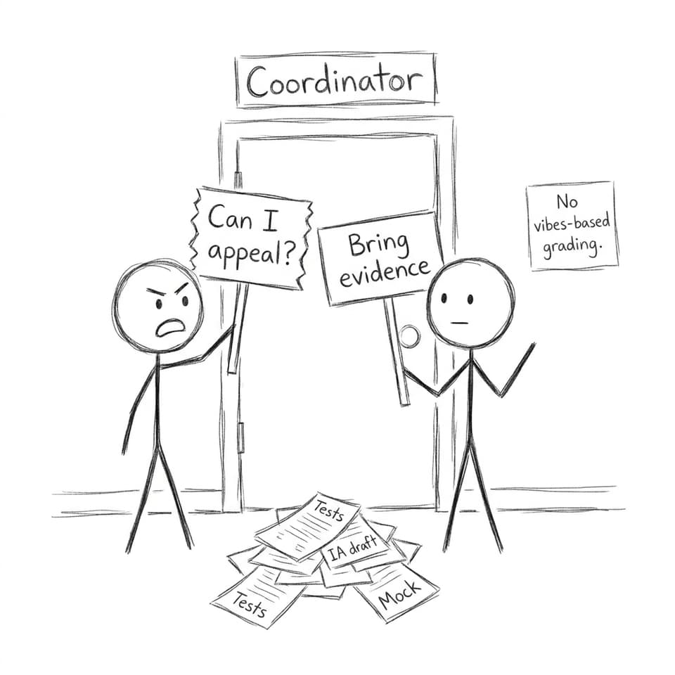 XKCD-style comic about appealing predicted grades with evidence