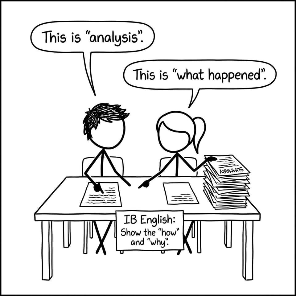 A peer-review “analysis vs summary” joke comic