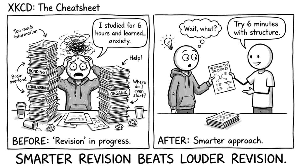Stressed student discovers cheatsheet