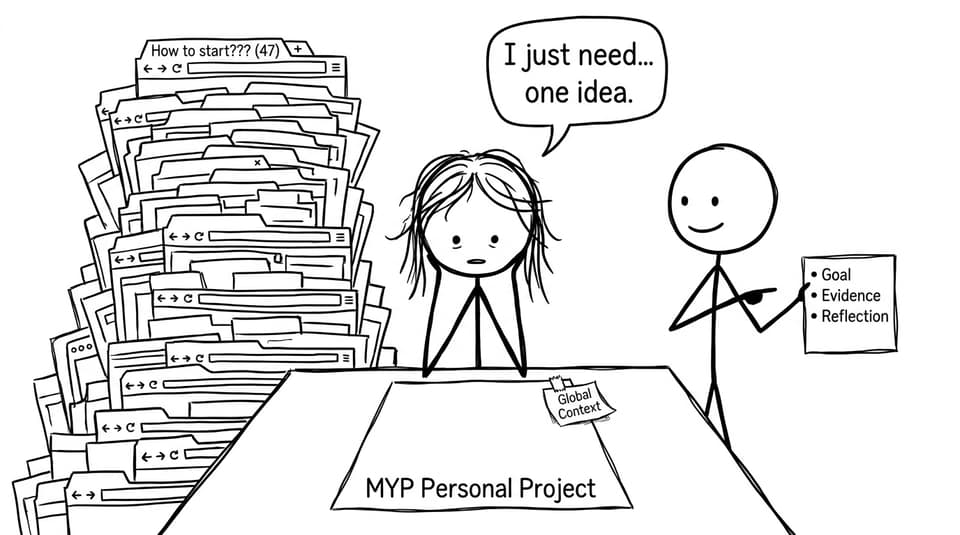 Student staring at blank MYP page