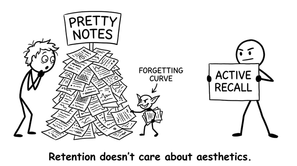 Comic: notes vs forgetting curve