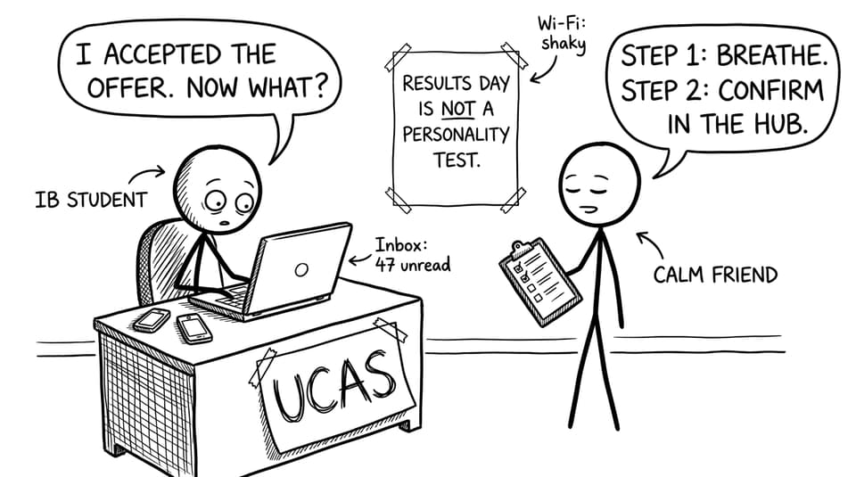 IB student post-offer checklist comic
